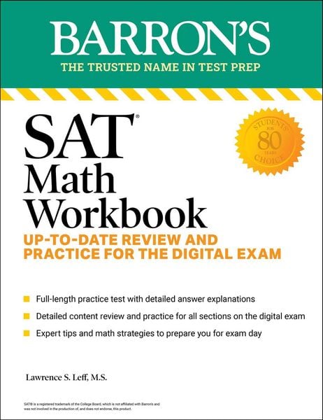 Produktbild: SAT Math Workbook: Up-to-Date Practice for the Digital Exam