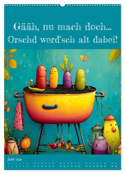 Produktbild: Erzgebirge mei Haamit - Mundart-Kalender mit s&auml;chsischem Humor (hochwertiger Premium Wandkalender 2026 DIN A2 hoch), Kunstdruck in Hochglanz