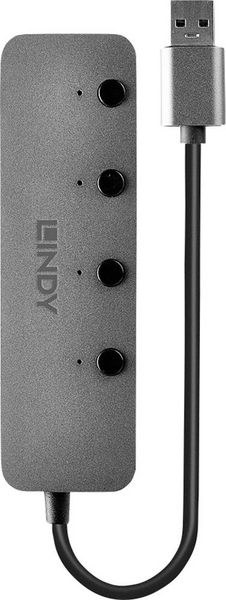 Produktbild: LINDY 43309 USB-Hub 4 Port USB-A USB 3.0 5 GBit/s einzeln schaltbar Grau 4 Port USB 3.0 Hub mit Ein-/Ausschaltern