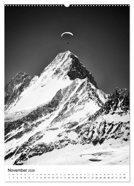 Produktbild: SCHWEIZER ALPEN in Schwarz und Wei&szlig; (Wandkalender 2026 DIN A2 hoch), CALVENDO Monatskalender