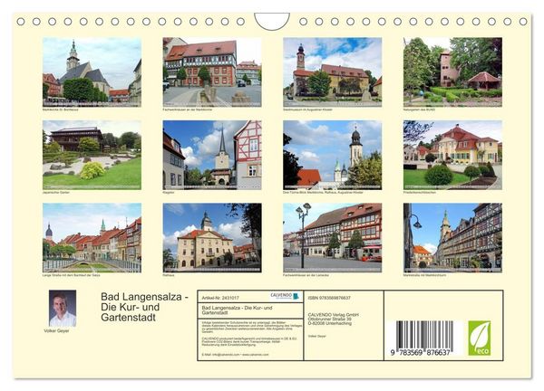 Produktbild: Bad Langensalza - Die Kur- und Gartenstadt (Wandkalender 2027 DIN A4 quer), CALVENDO Monatskalender