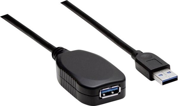 Produktbild: Manhattan USB-Kabel USB 3.2 Gen1 USB-A Stecker, USB-A Buchse 5.00m Schwarz 150712