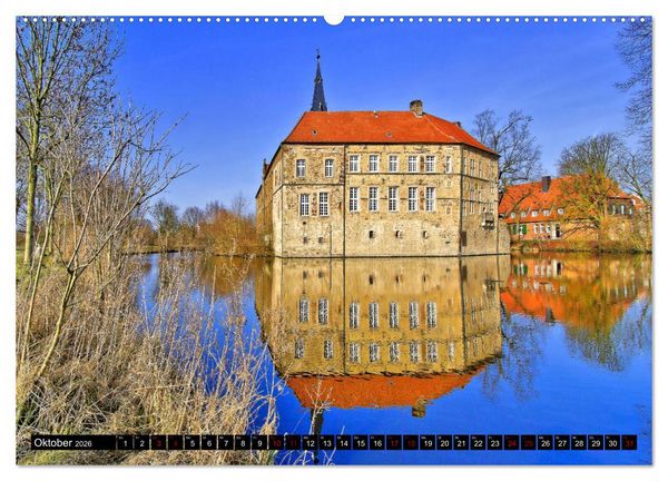 Produktbild: M&uuml;nsterland Romantik - Romantische Schl&ouml;sser und Wasserburgen (hochwertiger Premium Wandkalender 2026 DIN A2 quer), Kunstdruck in Hochglanz