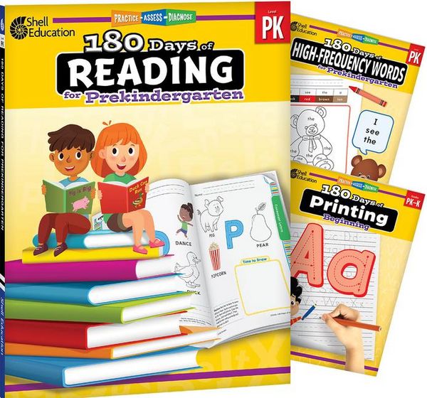 Produktbild: 180 Days(r) Reading, High-Frequency Words, & Printing Grade Pk: 3-Book Set