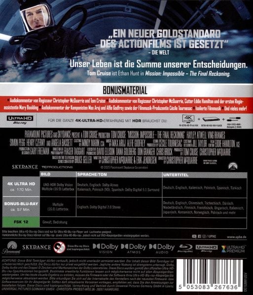Produktbild: Mission: Impossible - The Final Reckoning (4K Ultra HD) (+ Bonus-Blu-ray)