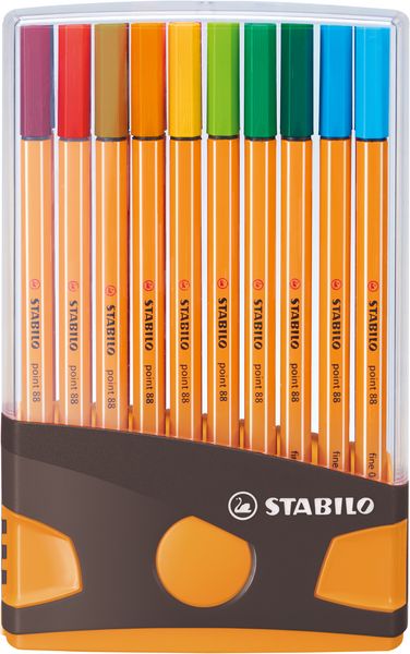 Produktbild: STABILO Fineliner -   point 88 ColorParade - 20er Tischset in anthrazit/orange - mit 20 verschiedenen Farben