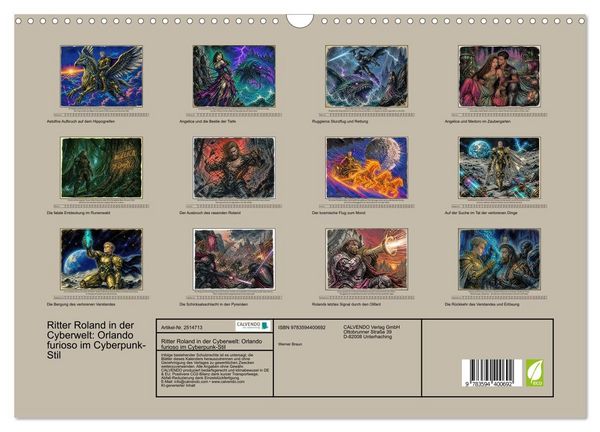 Produktbild: Ritter Roland in der Cyberwelt: Orlando furioso im Cyberpunk-Stil (Wandkalender 2027 DIN A3 quer), CALVENDO Monatskalender