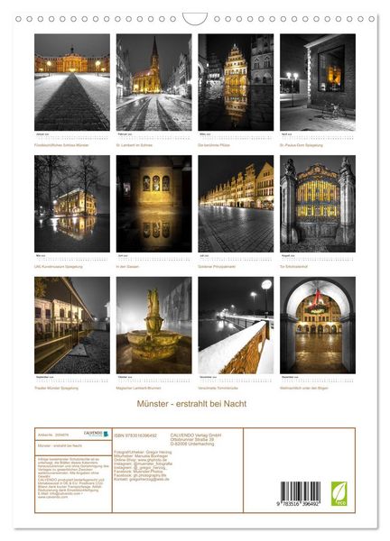 Produktbild: M&uuml;nster - erstrahlt bei Nacht (Wandkalender 2026 DIN A3 hoch), CALVENDO Monatskalender