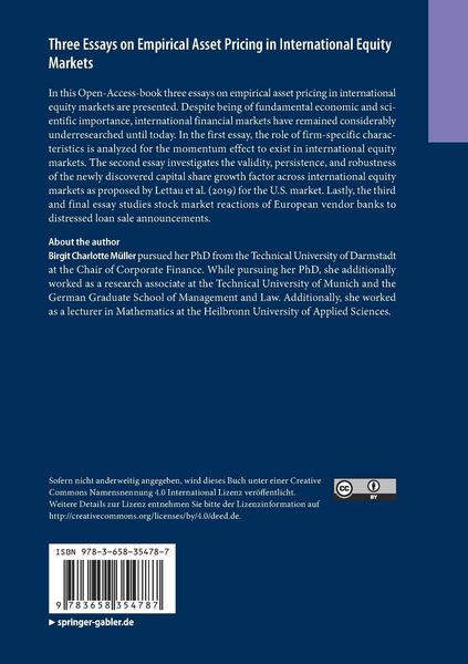 Produktbild: Three Essays on Empirical Asset Pricing in International Equity Markets
