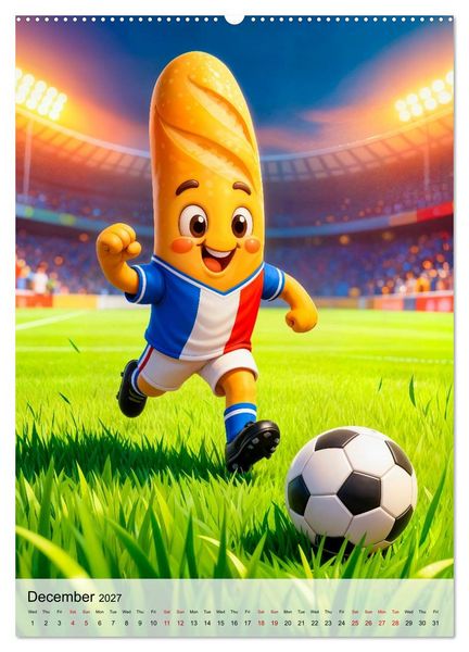 Produktbild: Funny Food Football - Creative Sports Characters (High Quality Premium Wall Calendar 2027 DIN A2 portrait),CALVENDO 12 Month Wall Calendar