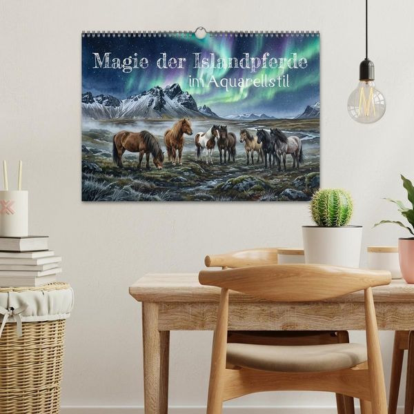 Produktbild: Magie der Islandpferde im Aquarellstil (Wandkalender 2027 DIN A3 quer), CALVENDO Monatskalender