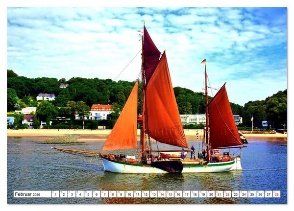Produktbild: Unter Segeln auf der Elbe (Tischkalender 2026 DIN A5 quer), CALVENDO Monatskalender