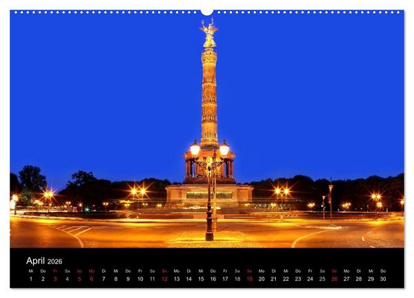 Produktbild: BERLIN ZUR BLAUEN STUNDE (hochwertiger Premium Wandkalender 2026 DIN A2 quer), Kunstdruck in Hochglanz