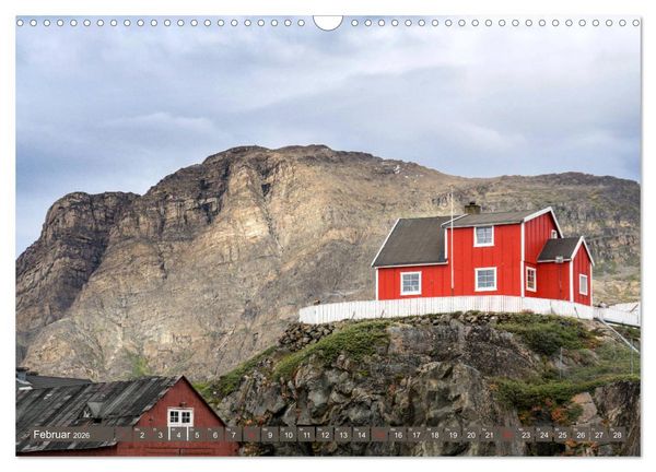 Produktbild: Gr&ouml;nland - Felsen, Eis und bunte H&auml;user (Wandkalender 2026 DIN A3 quer), CALVENDO Monatskalender