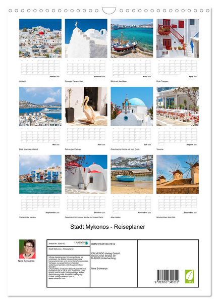 Produktbild: Stadt Mykonos - Reiseplaner (Wandkalender 2026 DIN A3 hoch), CALVENDO Monatskalender