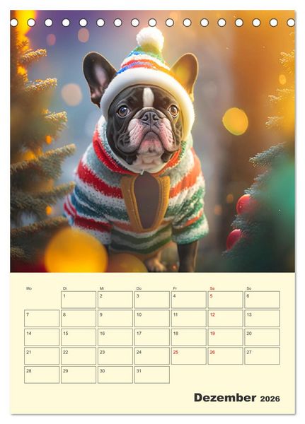 Produktbild: Lustige Flederm&auml;use. Franz&ouml;sische Bulldoggen bei der Freizeitgestaltung (Tischkalender 2026 DIN A5 hoch), CALVENDO Monatskalender
