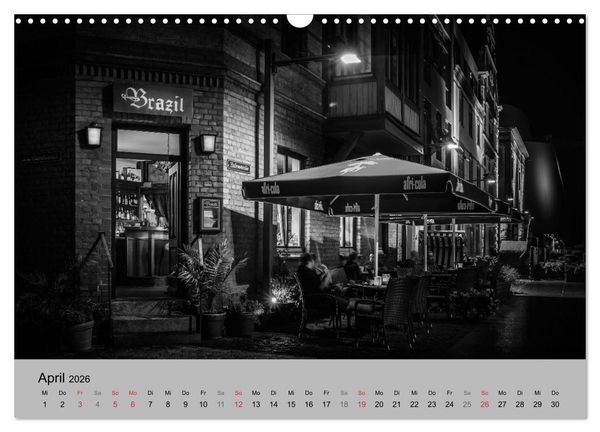 Produktbild: Hansestadt Stralsund bei Nacht (mit GPS-Koordinaten) (Wandkalender 2026 DIN A3 quer), CALVENDO Monatskalender