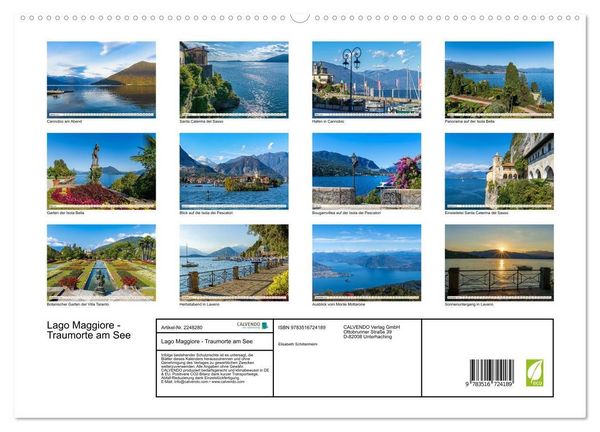 Produktbild: Lago Maggiore - Traumorte am See (hochwertiger Premium Wandkalender 2026 DIN A2 quer), Kunstdruck in Hochglanz