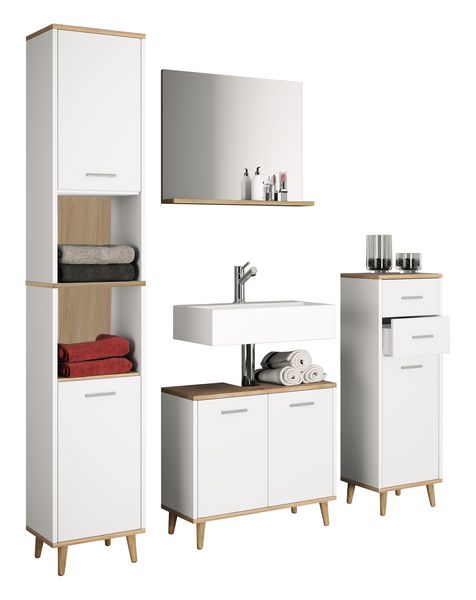 Produktbild: 4-tlg. Komplett Badm&ouml;bel Badschrank Set Landos l