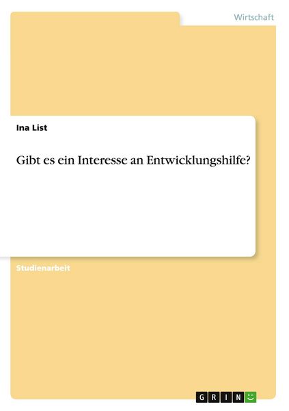 Produktbild: Gibt es ein Interesse an Entwicklungshilfe?