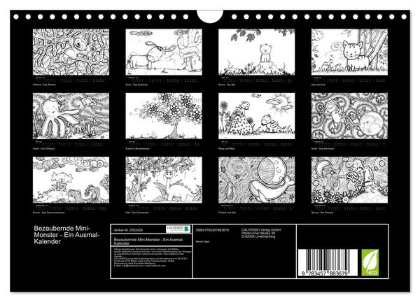 Produktbild: Bezaubernde Mini-Monster - Ein Ausmal-Kalender (Wandkalender 2026 DIN A4 quer), CALVENDO Monatskalender