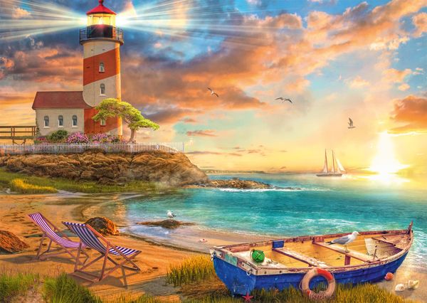 Produktbild: Sonnenuntergang in der Leuchtturm-Bucht, Puzzle 1.000 Teile