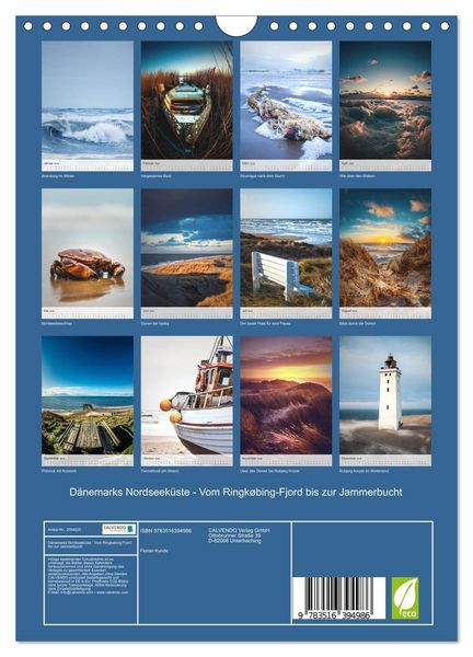 Produktbild: D&auml;nemarks Nordseek&uuml;ste - Vom Ringk&oslash;bing-Fjord bis zur Jammerbucht (Wandkalender 2026 DIN A4 hoch), CALVENDO Monatskalender