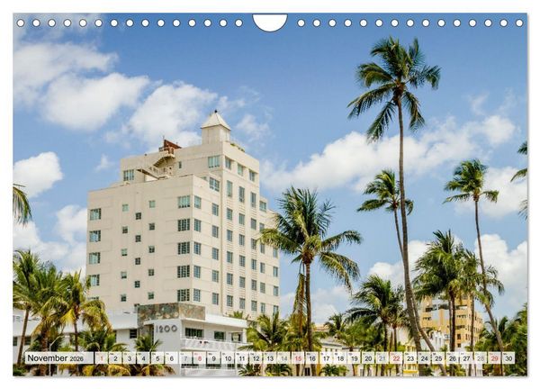 Produktbild: Miami Beach und Art Deco District (Wandkalender 2026 DIN A4 quer), CALVENDO Monatskalender
