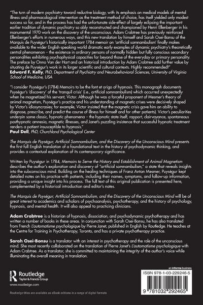 Produktbild: The Marquis de Puys&eacute;gur, Artificial Somnambulism, and the Discovery of the Unconscious Mind