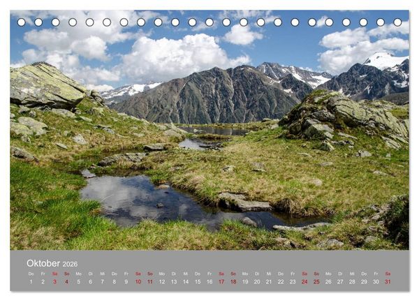 Produktbild: Das Stubaital in Tirol - Gipfelsturm und Gletscherseen (Tischkalender 2026 DIN A5 quer), CALVENDO Monatskalender