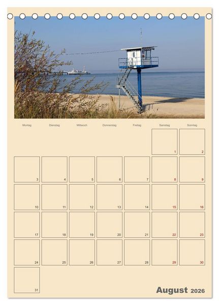 Produktbild: Usedom Ostsee - Terminplaner (Tischkalender 2026 DIN A5 hoch), CALVENDO Monatskalender