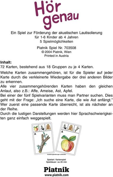 Produktbild: H&ouml;r genau (Kartenspiel)