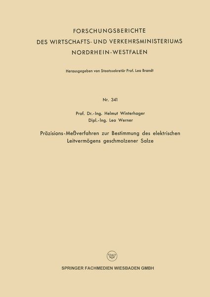 Produktbild: Pr&auml;zisions-Me&szlig;verfahren zur Bestimmung des elektrischen Leitverm&ouml;gens geschmolzener Salze