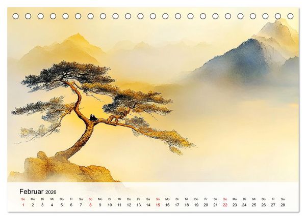 Produktbild: Japan. Eine k&uuml;nstlerische Reise im Aquarellstil (Tischkalender 2026 DIN A5 quer), CALVENDO Monatskalender