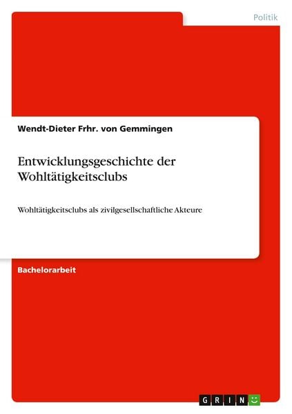 Produktbild: Entwicklungsgeschichte der Wohlt&auml;tigkeitsclubs