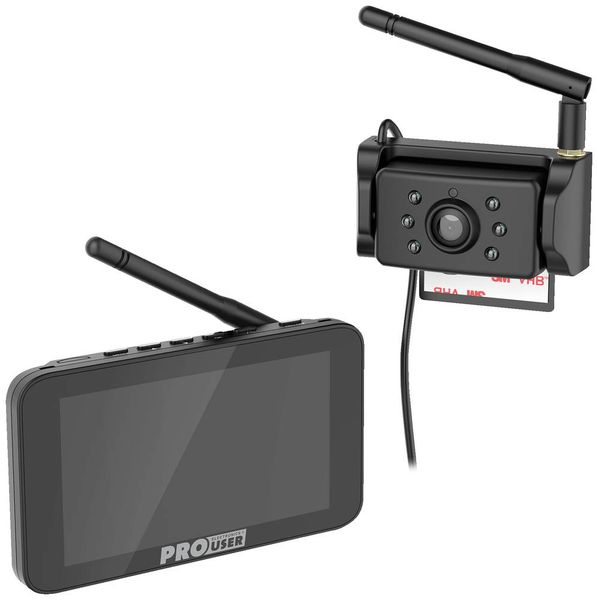 Produktbild: ProUser DRC5040 Funk-R&uuml;ckfahrvideosystem IR-Zusatzlicht, Abstandshilfslinien Saugnapf, Kennzeichenhalter Schwarz