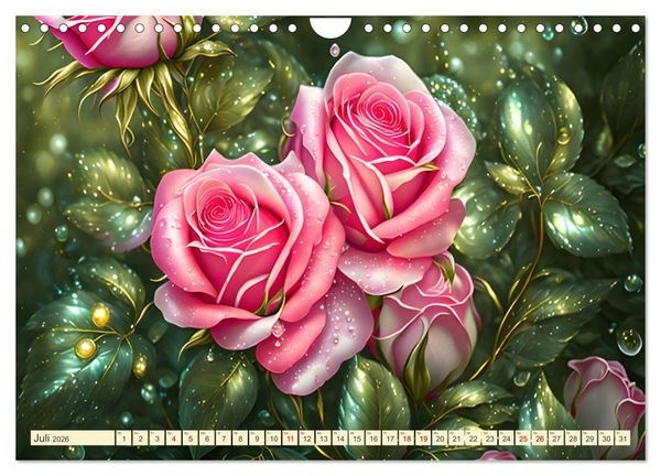 Produktbild: Lieblingsblumen mit goldenen Akzenten (Wandkalender 2026 DIN A4 quer), CALVENDO Monatskalender