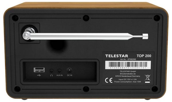 Produktbild: Telestar TOP 200 Holz Internet Kofferradio Internet, DAB+, UKW Bluetooth&reg;, USB, WLAN, AUX Holz