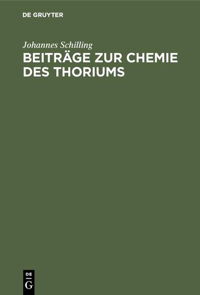 Produktbild: Beitr&auml;ge zur Chemie des Thoriums