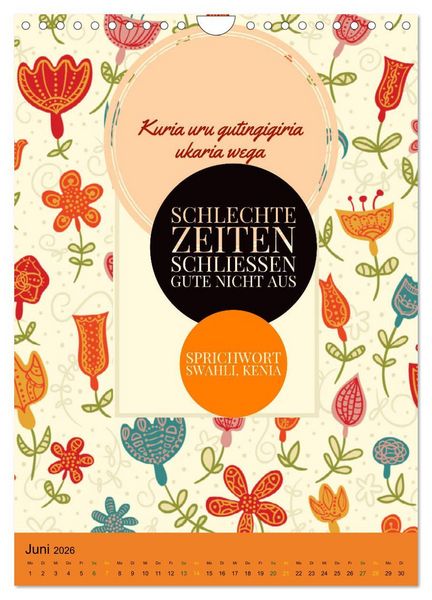 Produktbild: Kenia..mit einem Hauch Poesie - Weisheiten und Zitate (Wandkalender 2026 DIN A4 hoch), CALVENDO Monatskalender