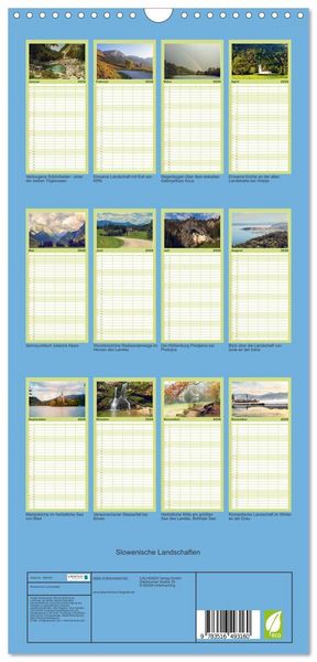 Produktbild: Familienplaner 2026 - Slowenische Landschaften mit 5 Spalten (Wandkalender, 21 x 45 cm) CALVENDO