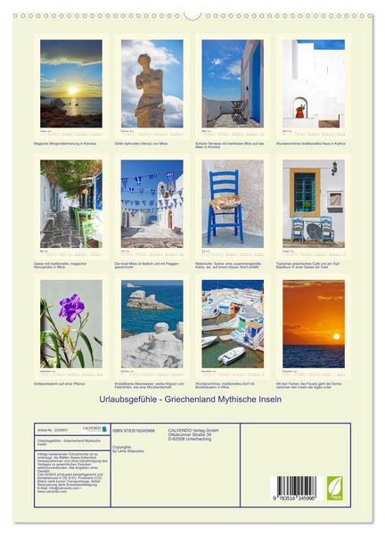 Produktbild: Urlaubsgef&uuml;hle - Griechenland Mythische Inseln (hochwertiger Premium Wandkalender 2026 DIN A2 hoch), Kunstdruck in Hochglanz