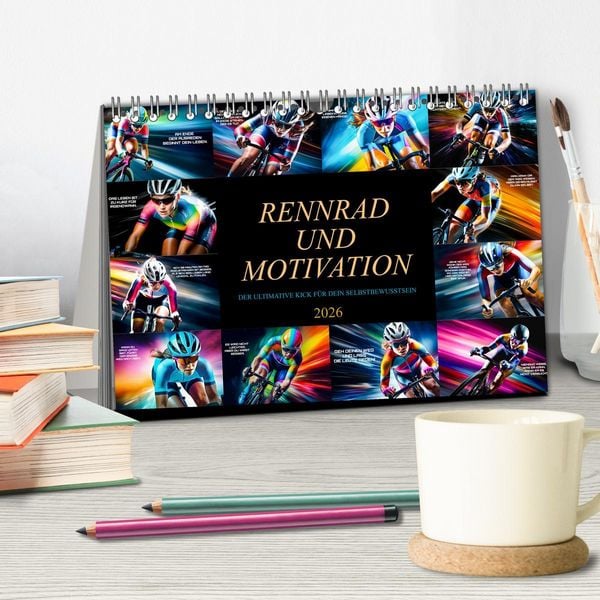 Produktbild: Rennrad und Motivation (Tischkalender 2026 DIN A5 quer), CALVENDO Monatskalender