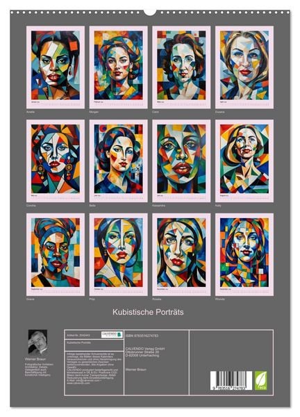Produktbild: Kubistische Portr&auml;ts (hochwertiger Premium Wandkalender 2026 DIN A2 hoch), Kunstdruck in Hochglanz