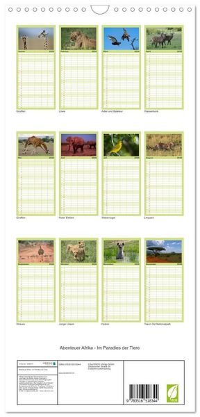 Produktbild: Familienplaner 2026 - Abenteuer Afrika - Im Paradies der Tiere mit 5 Spalten (Wandkalender, 21 x 45 cm) CALVENDO