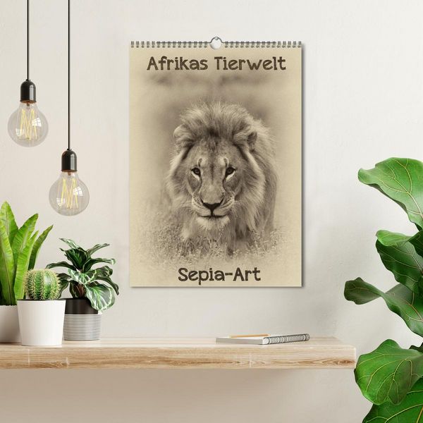 Produktbild: Afrikas Tierwelt - Sepia-Art (Wandkalender 2026 DIN A3 hoch), CALVENDO Monatskalender