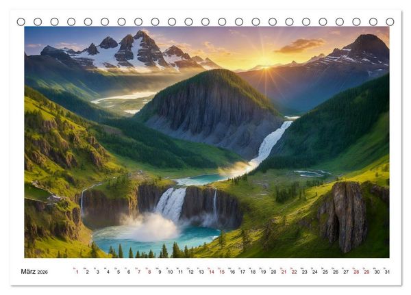Produktbild: KI Landschaften (Tischkalender 2026 DIN A5 quer), CALVENDO Monatskalender