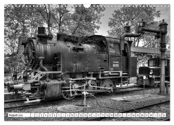 Produktbild: Unter Dampf - Eisenbahnromantik in schwarz-wei&szlig; (Wandkalender 2026 DIN A3 quer), CALVENDO Monatskalender