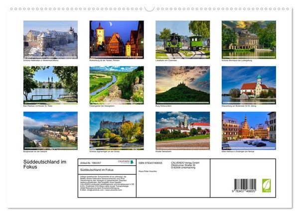 Produktbild: S&uuml;ddeutschland im Fokus (hochwertiger Premium Wandkalender 2026 DIN A2 quer), Kunstdruck in Hochglanz