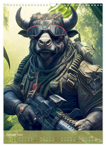 Produktbild: Tierische Krieger. Pelzige Soldaten im aktiven Dienst des Milit&auml;rs (Wandkalender 2026 DIN A3 hoch), CALVENDO Monatskalender